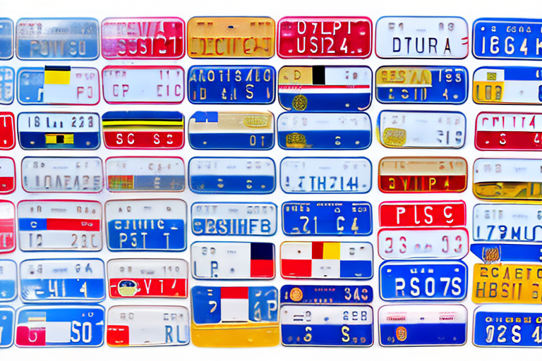 Various types of car license plates from different regions in germany