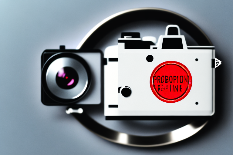 A camera with a red prohibition sign over it