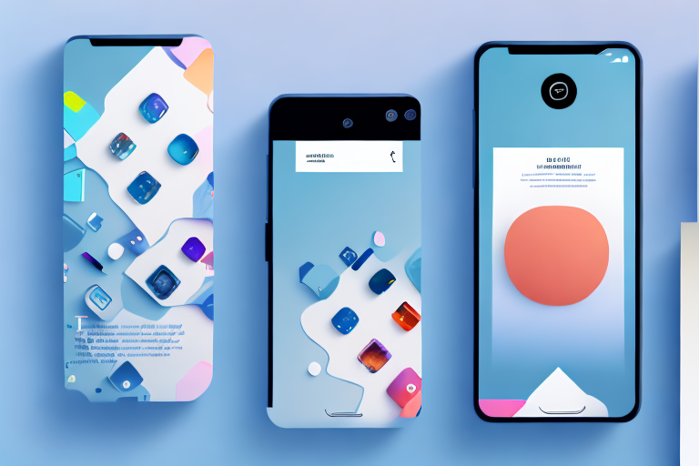 Several smartphones showcasing different colorful and appealing gallery layouts