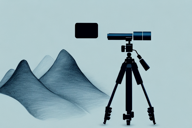 A camera on a tripod focusing on a beautiful landscape