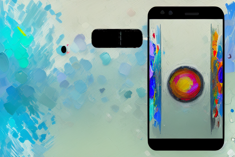 A smartphone displaying an artistic app interface