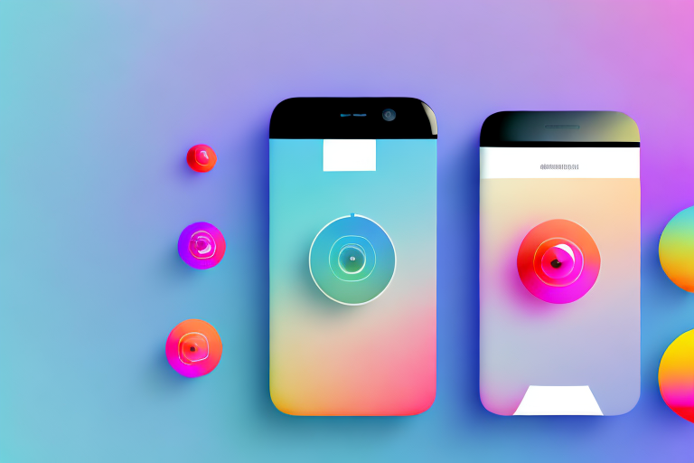 A smartphone displaying a creative and colorful instagram story template
