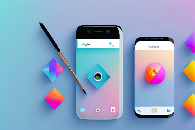A smartphone displaying a creative and unique instagram layout with various shapes