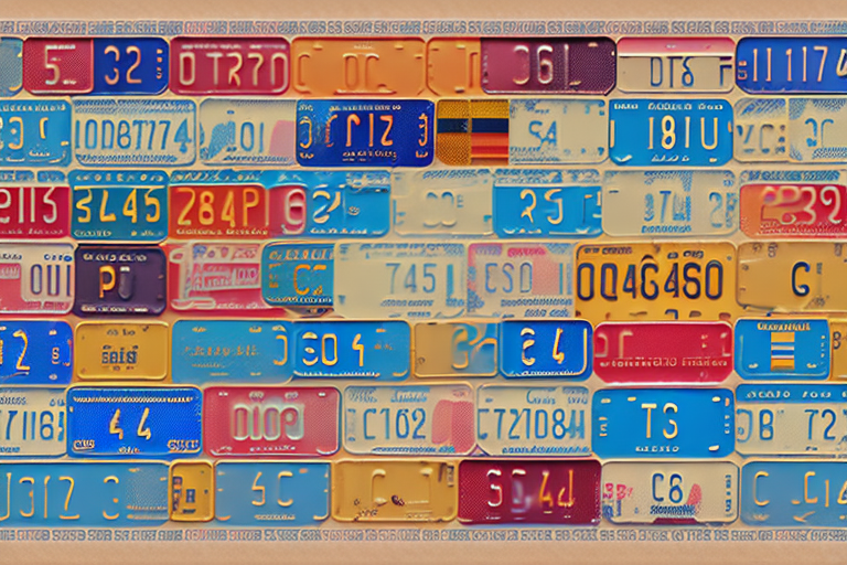 Several vintage german license plates arranged in a semi-circle