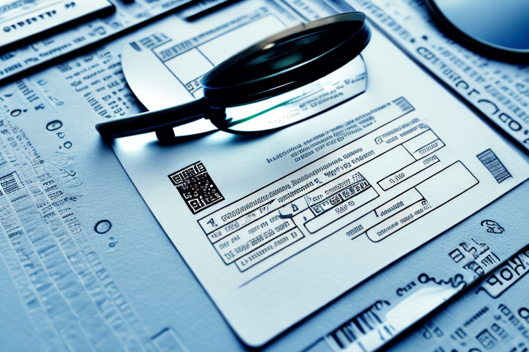 A vehicle registration document magnified under a detective's magnifying glass