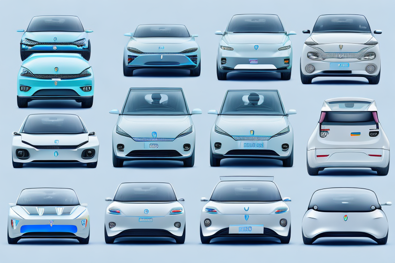 Various types of electric cars with different license plates