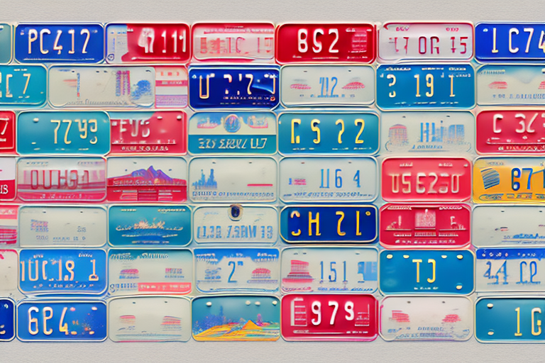 Various austrian license plates with distinctive features and colors