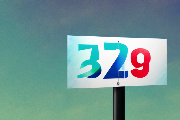 A close-up view of a colorful signpost with a blank space where the number should be