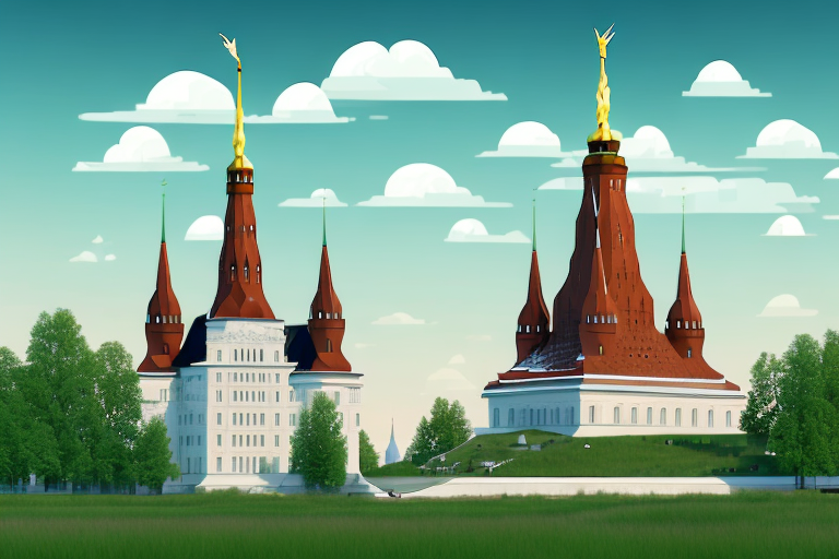 A landscape featuring the national symbols of latvia