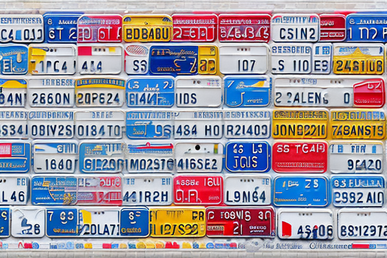 A variety of german car license plates arranged in a neat layout