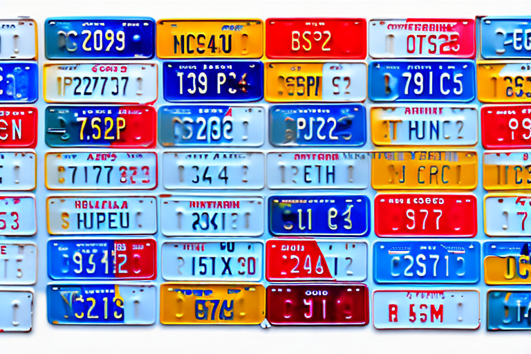 A variety of car license plates