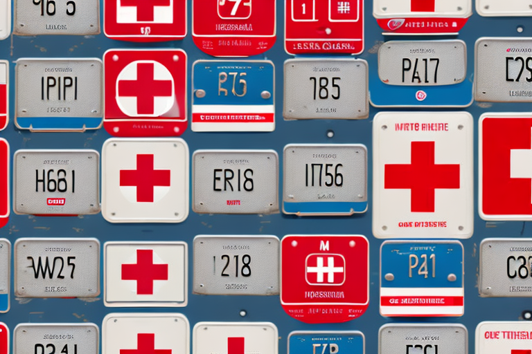 A variety of car license plates with a red cross over them