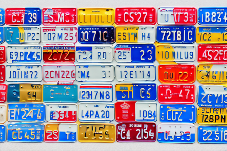 A variety of different car license plates from various regions in germany