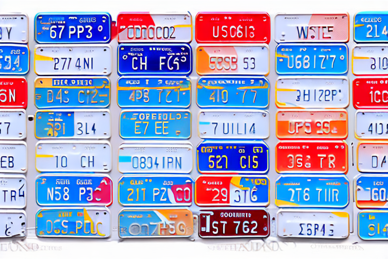 A variety of car license plates in different sizes and shapes