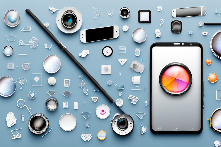 A smartphone with various icons of photography apps