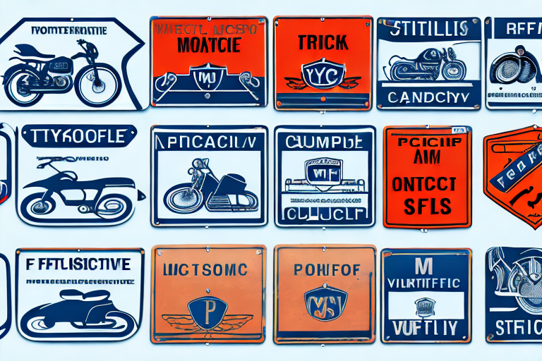 Various types of motorcycle signs