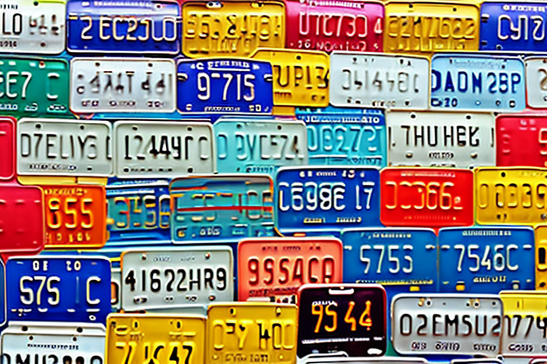 A variety of colorful license plates from different regions in germany