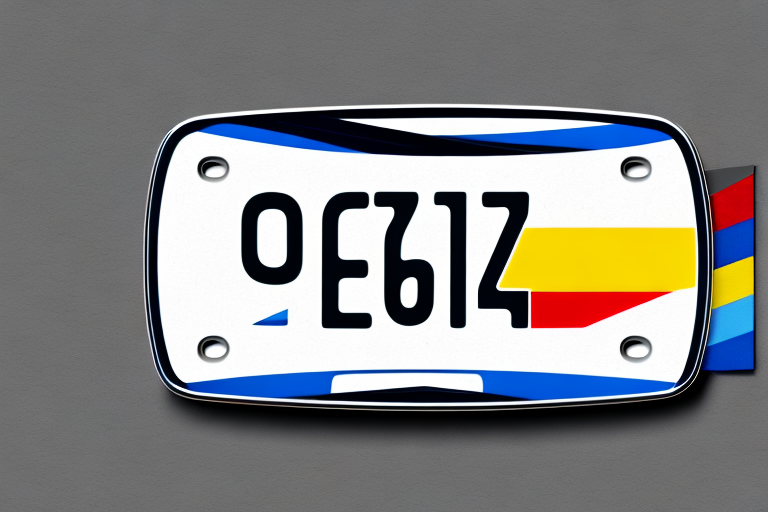 A car license plate with the german flag colors in the background