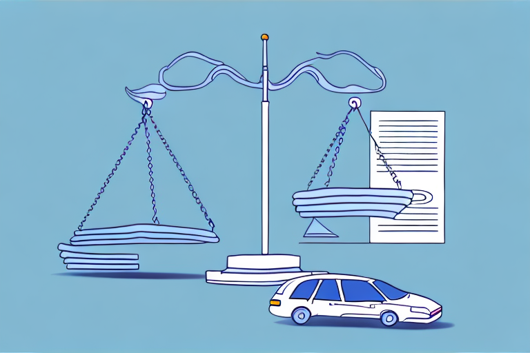 A set of scales balancing a car and a contract