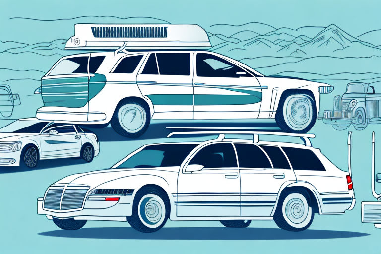 Several different types of station wagons with large trailers attached