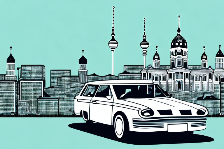 A used car with a berlin cityscape in the background