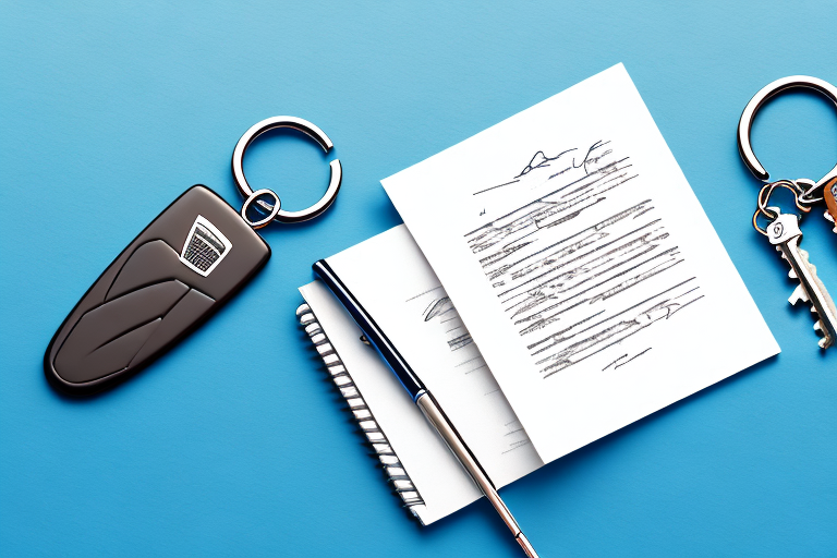 A car key next to a document
