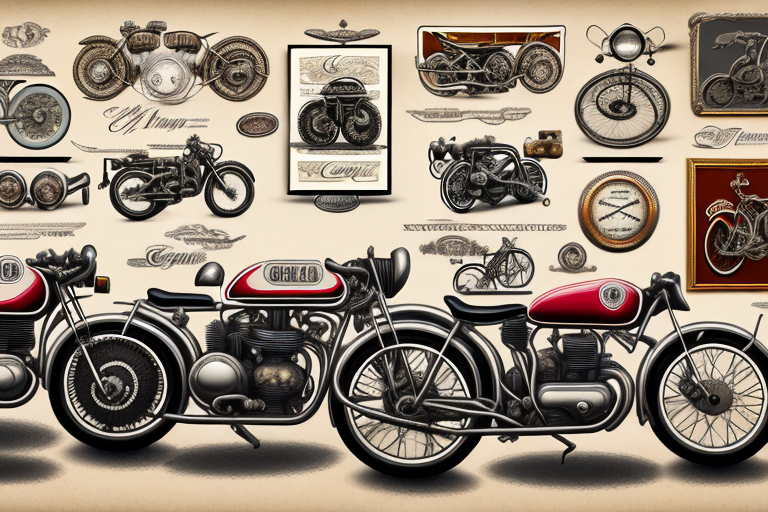 A collection of vintage motorcycles displayed in a grand