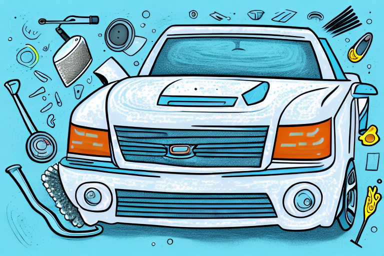 A car with various tools and products typically used for auto body care