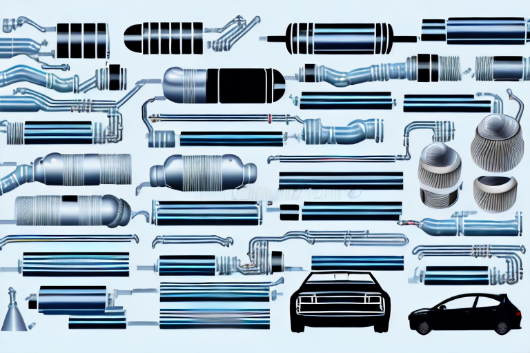 A car exhaust system being tweaked with various tools