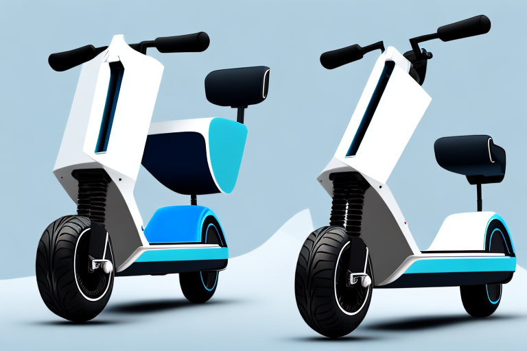 An e-scooter with visible internal mechanisms