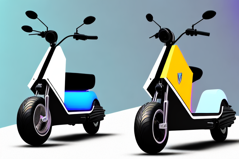A customized e-scooter with various tuning elements like colorful led lights