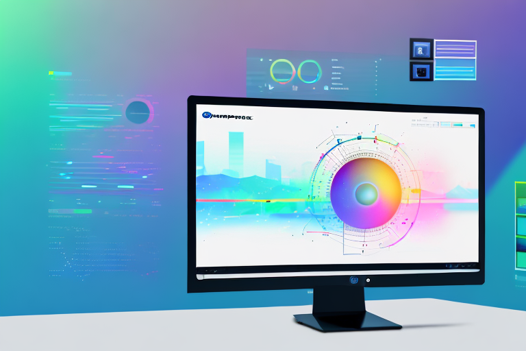A computer monitor displaying a vibrant